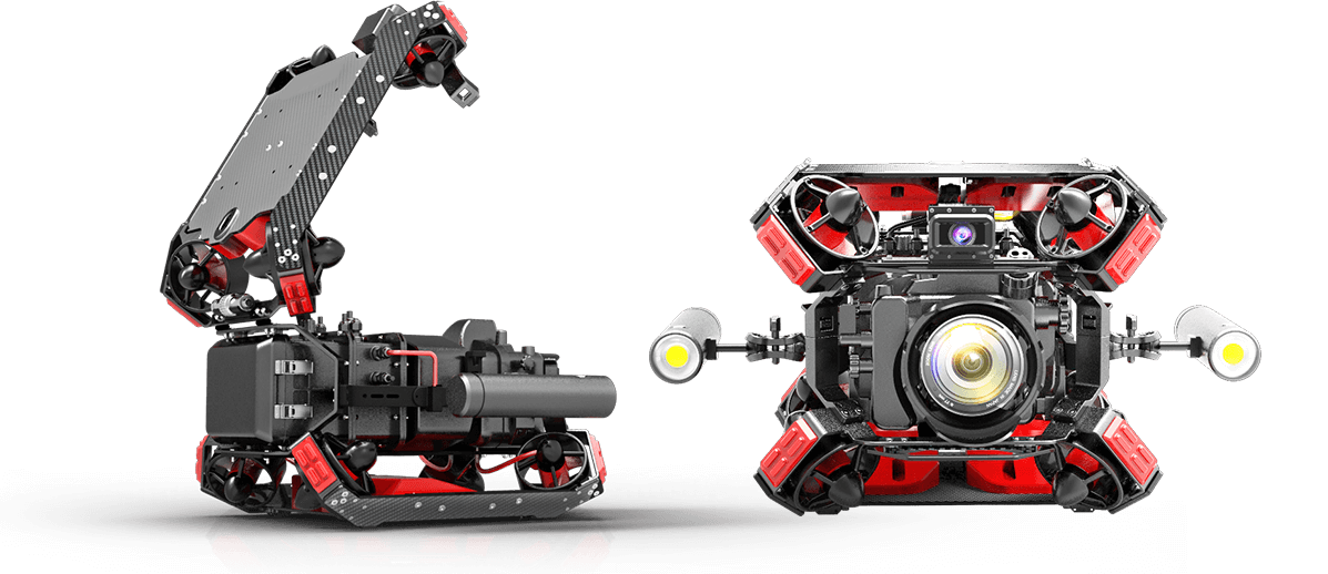 Mini ROV showing lights